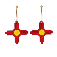 New Mexico Red Zia Hoop Earrings