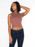 Bamboo Rib Sleeveless Mock Neck