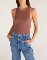 Hannah Cropped Rib Tank - Whipped Mocha