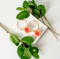 Earth Angel Hibiscus Hoops Earrings