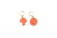 Mushroom + Smile Charm Dangle Earring