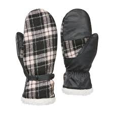 Darling Wool Blend Mittens - Pink Plaid