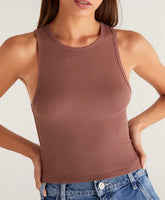 Hannah Cropped Rib Tank - Whipped Mocha