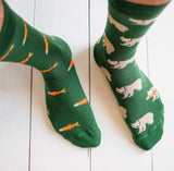 Grizzly & Salmon Mismatched Socks M