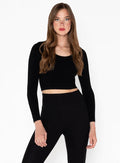 Bamboo Long Sleeve Crop Scoop Neck Top