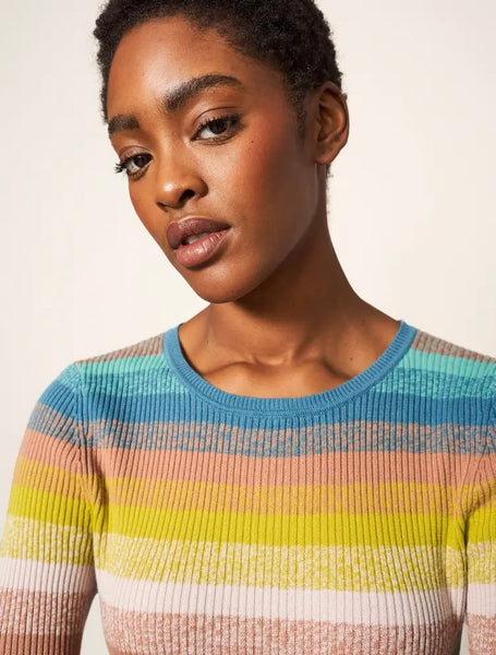 Skinny Rib Jumper - Teal Multi