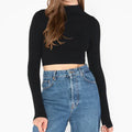 Bamboo Mock Neck Long Sleeve Crop Top