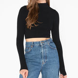 Bamboo Mock Neck Long Sleeve Crop Top