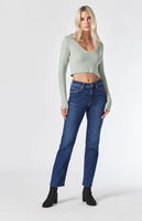 Paris Slim Straight Leg Jeans - Dark Brushed Flex Blue