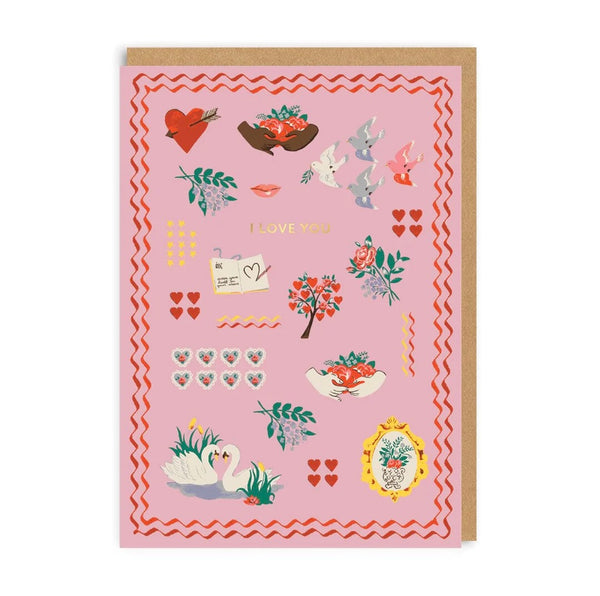 Cath Kidston Love You Icons Greeting Card
