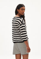 Rathaa Striped Knit Pullover - Black/Off White