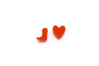 Boots + Hearts Charm Stud Earring