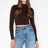Bamboo Mock Neck Long Sleeve Crop Top
