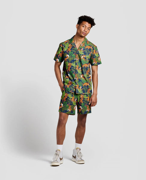 Wild Tigers Printed Camp Collar Shirt