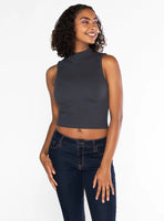 Bamboo Rib Sleeveless Mock Neck