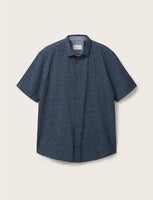 Patterned Short Sleeve Shirt - Blue Minimal Design