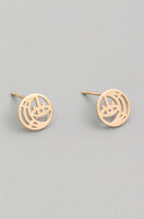 Eye Cutout Coin Stud Earrings
