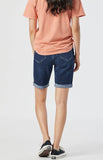 Alexis Bermuda Short - Dark Frayed Hem Feather Blue