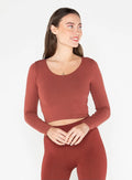 Bamboo Long Sleeve Crop Scoop Neck Top