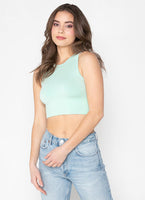 Bamboo High Neck Crop Tank