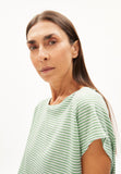 Oneliaa Lovely Stripes Organic Cotton T Shirt - Smith Green/Oatmilk