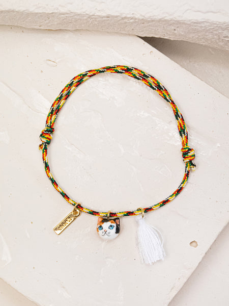 Calico Cat Head Charm Bracelet