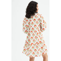 Floral Print Mini Dress With Mandarin Neckline