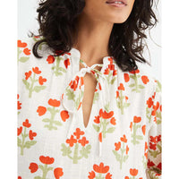 Floral Print Mini Dress With Mandarin Neckline