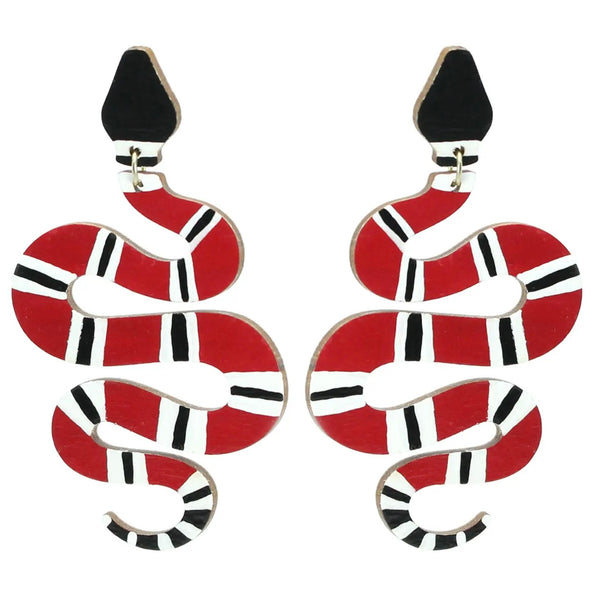 Coral Snake Stud Dangle Earrings
