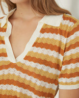 V Neck Knit Polo