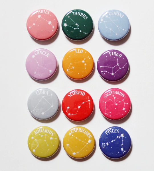 Colourful Zodiac Button Pin