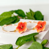 Earth Angel Hibiscus Hoops Earrings