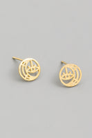Eye Cutout Coin Stud Earrings