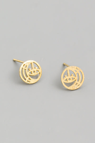 Eye Cutout Coin Stud Earrings