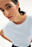 Oneliaa Lovely Stripes Organic Cotton T Shirt - Morning Sky/Oatmilk