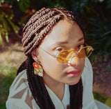 70s Burnt Orange Floral Arch Earrings