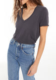 Organic Cotton V Neck - Washed Black