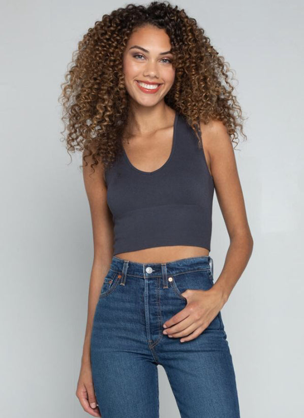 Bamboo Deep V Rib Top