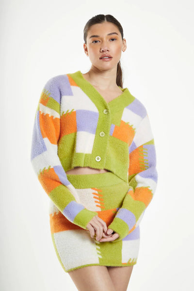 Green Multi Patchwork Cardigan