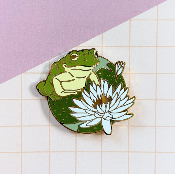Frog and Lily Enamel Pin