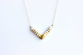 White + Gold Striped Arrow Necklace