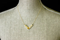 White + Gold Striped Arrow Necklace