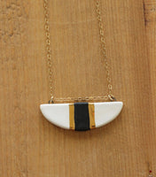 Black + White Crescent Necklace
