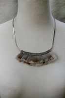 Mesh Feather Bib Statement Necklace - Large