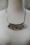 Mesh Feather Bib Statement Necklace - Large