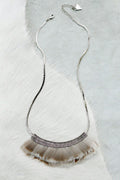 Mesh Feather Bib Statement Necklace - Large