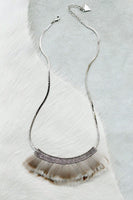 Mesh Feather Bib Statement Necklace - Large