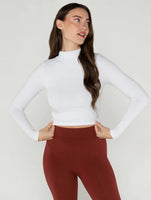 Bamboo Mock Neck Long Sleeve Crop Top