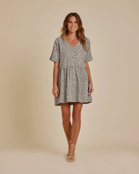 Button Jersey Dress - Abstract Floral
