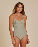 Underwire One-Piece Swimsuit - Laurel Check